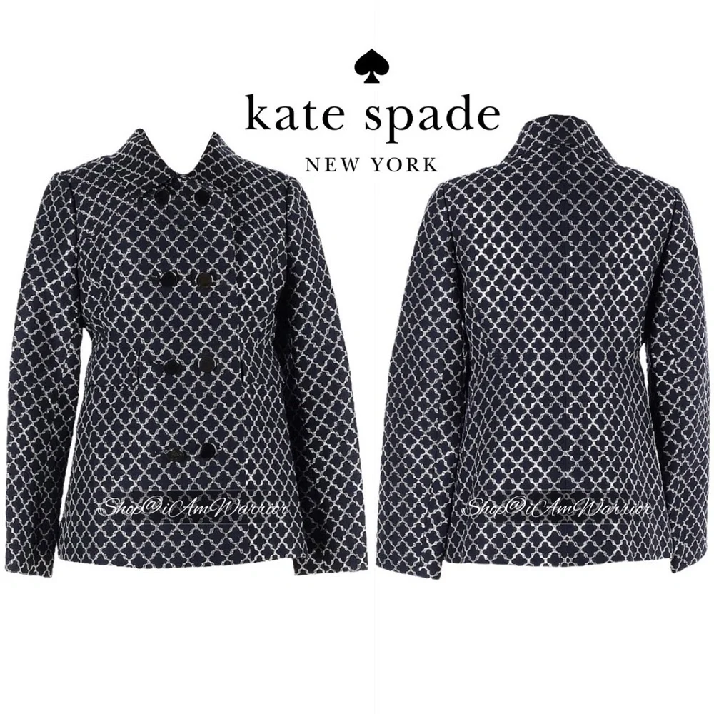 Kate Spade cotton/silk navy metallic design trench jacket *shop@iamwarrior